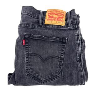 Levis 514 Jeans Mens Size 38x32 Black Dark Wash Cotton Blend Stretch Denim
